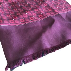 Marja Kurki scarf maroon wine color lined squares
